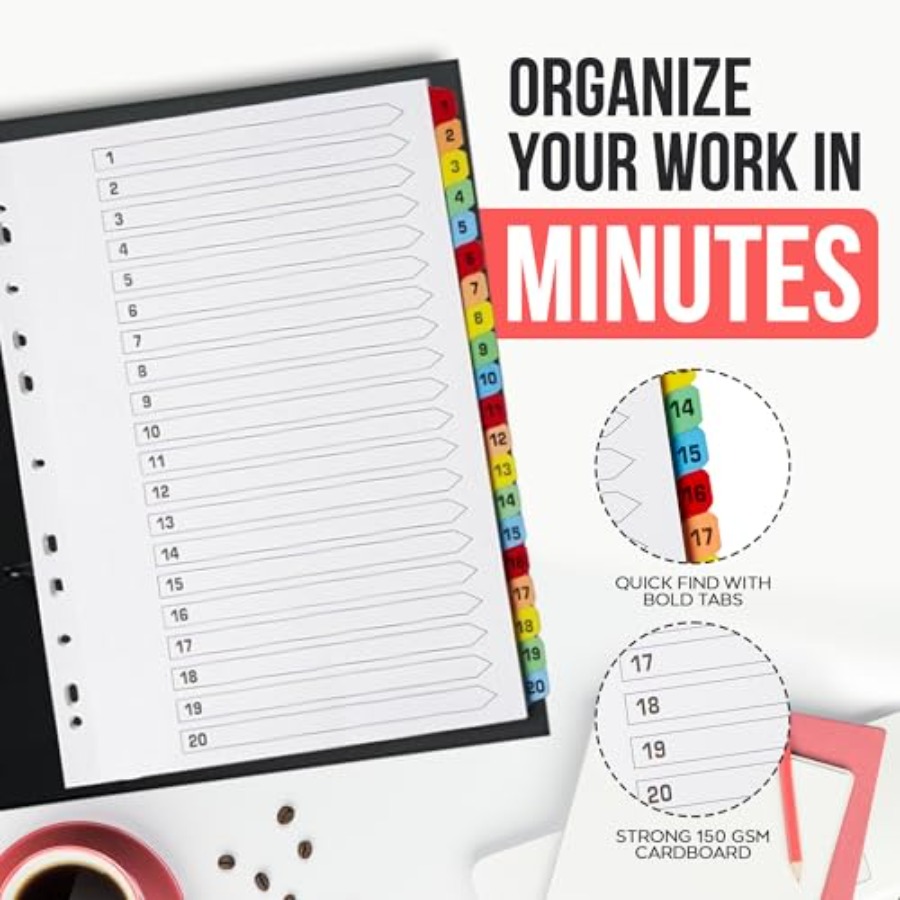 Binder Dividers with Tabs -20  - Tab Divider A4 のレビューと価格