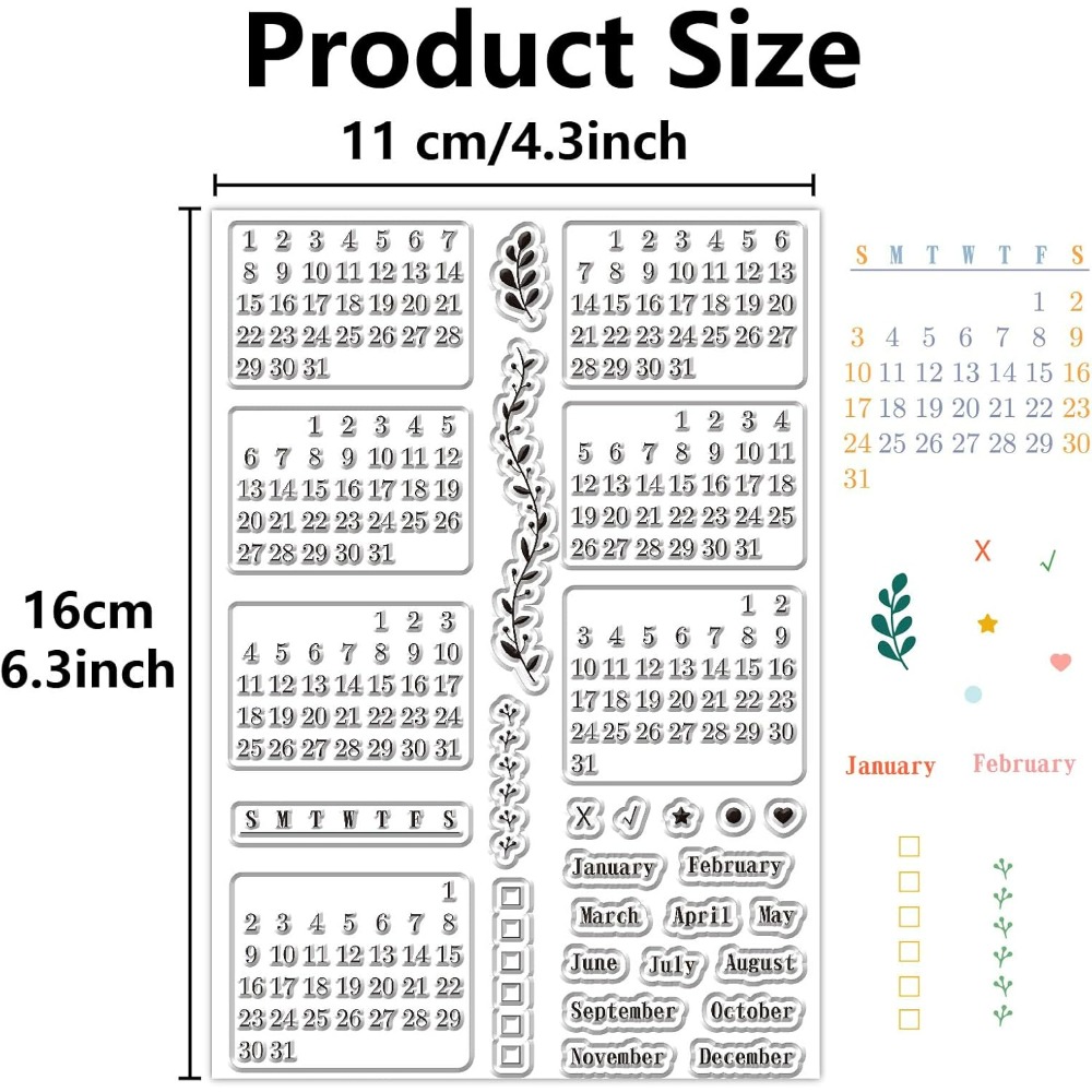 Calendar Clear Stamps Sheets R - Rubber Date Stamp のレビューと価格
