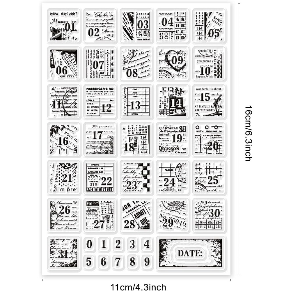 1Sheet Vintage Date Clear Stam - Rubber Date Stamp のレビューと価格