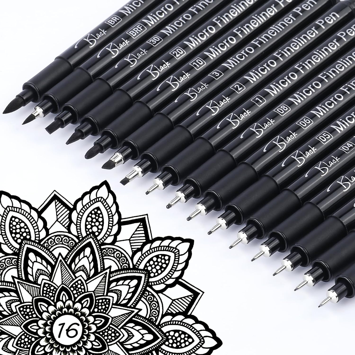 16 Black Fine Liner Pens Set,  - Archive Box Set のレビューと価格