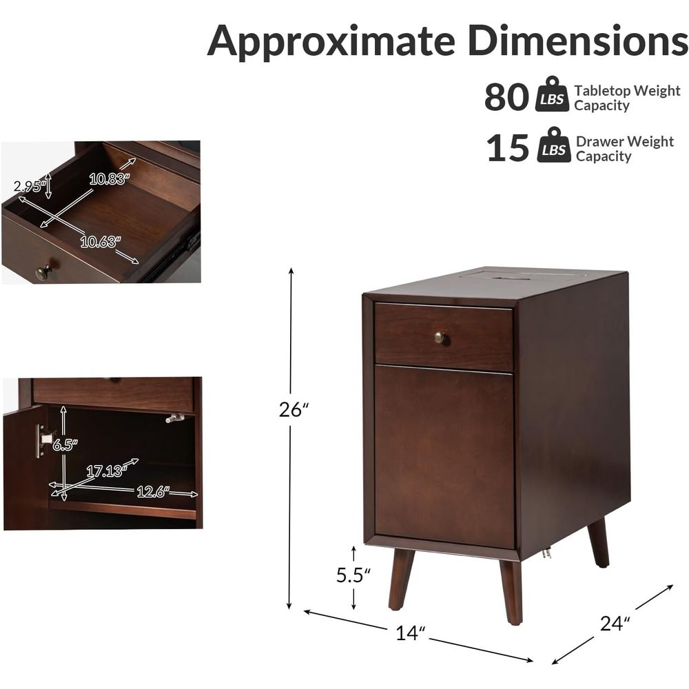 Walnut Charging Station End Ta - Magazine Holder Rack のレビューと価格